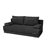 mb-moebel Couch mit Schlaffunktion und Bettkasten Sofa Schlafsofa Wohnzimmercouch Bettsofa Ausziehbar Nisa (Schwarz)