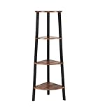 VASAGLE Eckregal, Bücherregal mit 4 Ebenen, Leiterregal, Aufbewahrungsregal, Pflanzenregal für Wohnzimmer, Industrial-Design, mit Stahlrahmen, vintagebraun-schwarz LLS34X