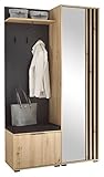 Home4You Garderobenkombination - Artisan Eiche Dekor - Schwarz - 114 x 197 cm
