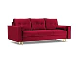 MICADONI - Schlafsofa Leona – 3-Sitzer – Velours – Rot