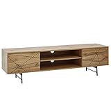 FineBuy Lowboard Holz Eiche-Dekor 160x45x40 cm TV-Kommode mit Zwei Türen | Design TV-Schrank Hoch | Fernsehtisch Fernsehschrank Modern | Fernsehkommode Wohnzimmer