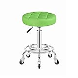 Barhocker, Barhocker, Drehhocker, 48–60 cm, Verstellbarer Barstuhl, PU-Sitz, Metallrahmen mit 5 Gummi-Eisenrädern, 360°-Drehstuhl, Make-up-Beauty-Bürostuhl, grün, Haltbarkeit für Jede Famili
