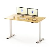 FLEXISPOT EG1 140 x 80 cm Elektrischer Höhenverstellbarer Schreibtisch, FSC-Zertifiziert, 2-Fach-Teleskop - Ergonomisches Sitz-Stehpult mit Tischplatte (Weiß Gestell, Ahorn)