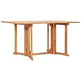 BULANED Schmetterling Gartentisch, Klapptisch Garten, Balkontisch, Garten Tisch, Balkonmöbel, Tisch Klappbar, Klappbar 150x90x75cm Teak Massivholz