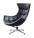 KAWOLA Drehsessel SKIO Sessel Leder matt schwarz (B/H/T) 84x90x96cm (Black)