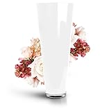 Glaskönig - Weiße Bodenvase aus Glas 43cm hoch Ø 17,5cm - optimale Größe für Jede Dekoration - Dekovase mit dicken Seitenwänden von 5mm und massiven Rundboden für einen sicheren Stand