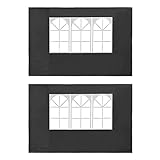 ZEYUAN Partyzelt-Seitenwände 2 Stück mit Fenster, Seitenteile Pavillon, Seitenwände Für Pavillon, Pergola Seitenwand, PE Anthrazit