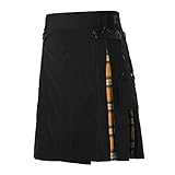 Schottischer Kilt Herren Faltenrock Combat Herren Kleid Hohe Taille Highland Mit Kontrasttaschen Kurz Skirt Goth Schottenrock Minirock Schotte Punk Kariert Klassischer Skater Plaid Röcke