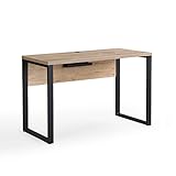 B&D home Schreibtisch, Bürotisch mit Kufengestell, Computertisch mit Kabel Management, für Homeoffice, Büro, Arbeitszimmer, Sandeiche/Schwarz, 110 x 55 x 76 cm