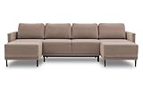 BETTSO -Ecksofa mit Schlaffunktion mit Bettkasten Sofa Couch U-Form Polstergarnitur Wohnlandschaft Polstersofa (290x157x90cm) Layla U Hellbraun