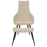 Bussandri Exclusive - Sessel mit Ottomane Stoff cremefarben