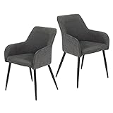 Set one by Musterring 2 x Esszimmerstühle Newport, Küchenstuhl 2er Set Esszimmerstuhl mit Sitzfläche aus Webstoff, Gestell schwarz & aus Metall, Farbe Anthrazit