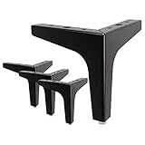 XBSXP 4er Set Modern Furniture Feet, modern rutschfeste verschleißfeste Metall dreiecksform Schrankbeine Sofa Stuhl Ersatz Kleiderschrank Stuhlfüße Möbelbeine,Schwarz,10cm