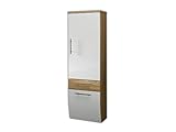 Posseik Santana Hochschrank, Sonoma/Eiche/weiß, 40 x 30 x 134.5 cm