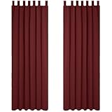 Deconovo Vorhang Verdunkelung Thermo Vorhänge Lärmschutz mit Schlaufen, 220x140 cm(HöhexBreite), Rot, 2er Set