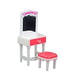Totority Set Mini-Spielzeugstuhl Schminktisch Mädchen-Kommode Mädchen-Schminktisch Spielset Puppenhaus Mini-Tisch Und Stuhl Simulation Schminktisch Stuhl-Set Zubehör