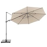 Knirps Sonnenschirm PENDULAR - Runder Premium Ampelschirm - Stilvoll und hochwertig - Starker UV-Schutz - 340 cm - Natur