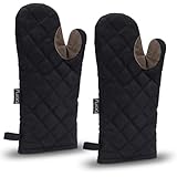 BERRY® Ofenhandschuhe - extra lang und rutschfest - optimaler Schutz vor Verbrennungen - hitzebeständige Backhandschuhe aus Baumwolle - nachhaltig verpackt - schwarz