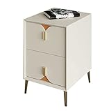 Nachttisch Nachtkommode Moderner, Minimalistischer Nachttisch, Nachttisch Aus Holz, Wohnzimmer, Schlafzimmer, Nachttisch, 2 Schubladen Nachtschrank Nachtkästchen (Color : Weiß, Size : 30 * 40 * 52cm)