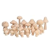 WOOXGEHM 40 Stück Unfertige Holzpilze, Natürliche Holzpilze, Pilzdekoration in Verschiedenen Größen für Handbemaltes Kinderhandwerk, DIY Projektdekorationen für Liebhaber