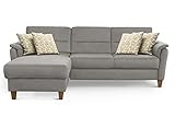 CAVADORE Schlafsofa Palera / L-Form Polstersofa mit Federkern, Schlaffunktion und Bettkasten / 244 x 89 x 163 / Mikrofaser, Hellgrau