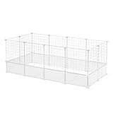 EUGAD Freigehege für Kaninchen, Freilaufgehege Kaninchen, Meerschweinchen Gehege, Weiß BHT 142x53x71cm