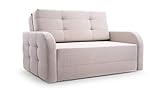 mb-moebel Sofa Sessel mit Schlaffunktion Schlafsessel Gästebett Klappsofa Bettfunktion mit Bettkasten Couch Sofagarnitur Salon Jugendzimmer - Porto 120 - Beige (BRAGI 28)