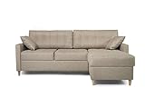 HUIJK Schlafsofa Ecksofa Schlafsofa Webstoff Beige Ottomane Rechts