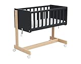 Osann 5in1 Beistellbett Baby mit Rollen, Gitterbett, Stubenwagen, umbaubares Babybett aus Holz mit Matratze - natur graphit