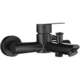 Tecmolog Badarmaturen Einhand Brausebatterie Edelstahl Badewanne Wasserhahn Duscharmatur Schwarz Aufputz, Schwarz, SNA516B