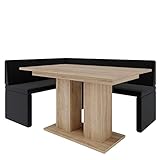 Eckbank Akiko mit Tisch - Eckbankgruppe für Ihrem Esszimmer, Küche modern, Sitzecke, Essecke. Perfekt für Küche, Büro und Rezeption. Solide und Starke Verarbeitung (INARI 100, 168x128 rechts)