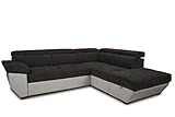 Mivano Schlafsofa Speedway / Eckcouch mit Bettfunktion, Stauraum und verstellbaren Kopfstützen / 262 x 79 x 224 / Zweifarbig: dunkelbraun/beige