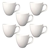Doriantrade Kaffeebecher 6 Stück Porzellan, Kaffee-Tassen Groß, Kaffee Becher, Porzellantasse Harry 6er Set für Gastro & Haushalt, zum Bedrucken, Bemalen, Weiß, 400ml