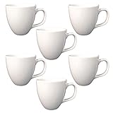 Doriantrade Kaffeebecher 6 Stück Porzellan, Kaffee-Tassen Groß, Kaffee Becher, Porzellantasse Harry 6er Set für Gastro & Haushalt, zum Bedrucken, Bemalen, Weiß, 400ml