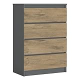 Komodenschrank mit 4 Schubladen, Farbe: ANTHRAZIT/EICHE LANCELOT, A: 70 x 101 x 39 cm , Schubladenkommode, Kommode mit Schubladen, Sideboard Wohnzimmer, Schlafzimmer Kommode, Kommode Flur, Highboard