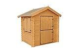 Timbela Kinderspielhaus aus Holz - Spielhaus im Freien für Kinder - B112xL146xH143 cm/1.1m2 Gartenspielhaus - Garten-Sommerhaus für Kinder M516-1