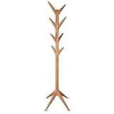 Staboos Massiver Garderobenständer Holz - Buchenholz Baum Garderobe mit Werkzeug - Jackenständer als Äste Garderobe - Standgarderobe (Naturlackiert)