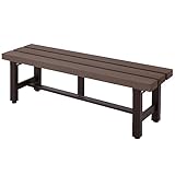 Mendler Alu Gartenbank HWC-K60, Bank Parkbank Sitzbank Balkonbank, wetterfest WPC 120cm, braun