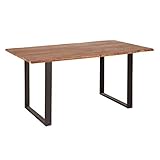 Invicta Interior Massiver Baumstamm Esstisch Mammut 160cm Wild-Akazie 2,6cm Platte Industrial Kufengestell Tisch Konferenztisch Holztisch