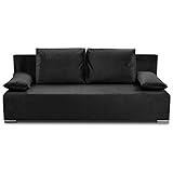 Bonni Schlafsofa Ecco Deluxe, Sofa mit Bettkasten und Schlaffunktionn, Klappsofa, Schlafcouch, Bettsofa, Couch vom Hersteller, Couchgarnitur, Sofagarnitur (schwarz)