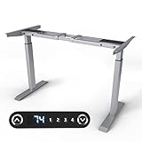 VESKA Höhenverstellbarer Schreibtischrahmen - Tischgestell - Bürotisch Rahmen mit Dual Motor Elektrisch Höhenverstellbar mit Touchscreen & Memoryfunktion Gestell (Silber)