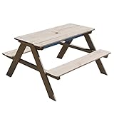 TOTLAC Kinder-Picknicktisch-Set, Holztisch und Bank-Set mit abnehmbaren Schreibtischlatten, stabile Struktur, Kinder-Aktivitätstisch für Garten, Hof, Rasen, für Jungen und Mädchen