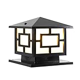 QIVGXBO Ländliche Außensäulenleuchte Antike Gartensäulenlampe Quadratische Aluminium-Landschaftslampe Wasserdichte Mastleuchte Mit Schwarzem Finish E27 Gartenpfosten-Sockellampe Für Die Außendekoratio