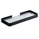 Badezimmer-Glasregal, Wandhalterung, Duschregal, rostfrei, strapazierfähig, Badezimmer-Organizer, Aufbewahrungshalter, Schwarz (Größe: 25 x 12 x 3 cm) ()