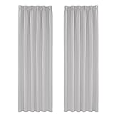 Amazon Brand - Umi 2 Stück Blickdicht Vorhänge Gardinen mit Kräuselband 240x140 cm (LxB) Grau Weiß