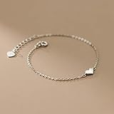 GLDW Bettelarmband,S925 Sterling Silber Glattes Herz Stilvolle Verstellbare Gliederkette Armbänder Charm Schmuck Mit Geschenkbox Für Ihre Frau Frau Mutter Freundschaft Jahrestag Geburtstag