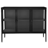 osoltus Cube Vitrine Sideboard Glasschrank Stahl schwarz Industrial 100cm (100 x 80cm)