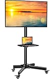 Perlegear TV Ständer Rollbar für 23-60 Zoll TVs Rollender TV Standfuss für LCD/LED/OLED Flachbildschirm Fernsehständer mit Verstellbarem Regal Tragbarer Monitorständer Max VESA 400X400mm Hält 55lbs