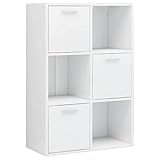 vidaXL Lagerschrank Bücherregal Raumteiler Raumtrenner Standregal Büroregal Schrank Kinderregal Bücherschrank Regal Hochglanz-Weiß 60x29,5x90cm Holzwerkstoff