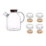 Wasserkrug, Glas-Teekanne, hochtemperaturbeständig, duftende Teekanne, Teebrühkanne, Haushalts-Teetasse, Tee-Set, beheizter Glaskrug, Wasserkaraffe, Krug (Farbe: D)